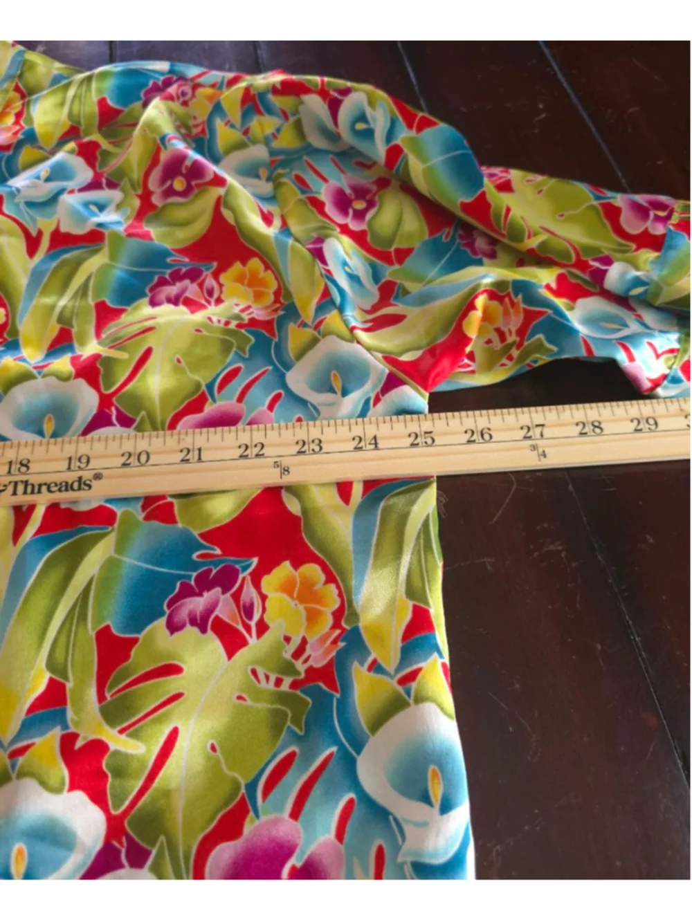 Vintage Miss Fifi Red Green Yellow Satin Floral Pajama Pant and Robe Set Luxe